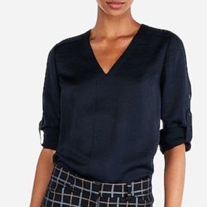 NWT Express Satin Navy Chelsea Shirt